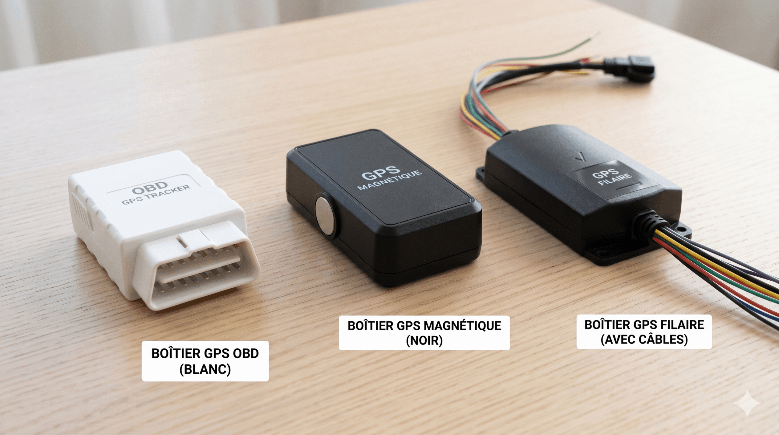 Différents types de traceurs GPS pour véhicule : OBD, magnétique et filaire